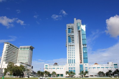 Tallest building - built from money hidden from Sarawak's tax authorities and now home to several state government offices in Sibu 