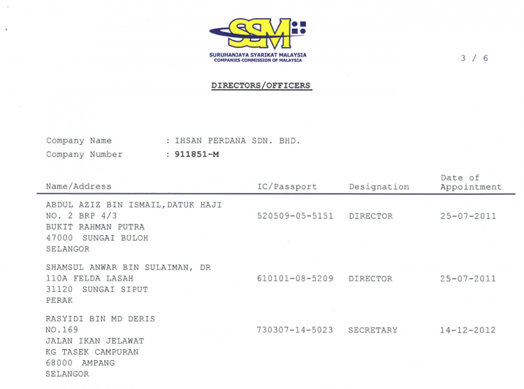 Ihsan Perdana Sdn Bhd was the second company in the trail with an account at Affin Bank.