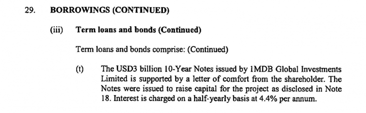 The 'letter of comfort' (guarantee) came from the Minister of Finance (Najib) who was also secretly at that time the sole Shareholder of 1MDB