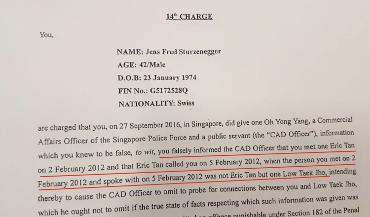 Charge 14 details a further meeting just before the first power purchase loan is raised for 1MDB - the money also went through Falcon.