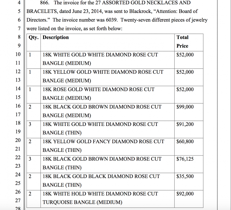 The DOJ lists the purchases by Rosmah on this occasion